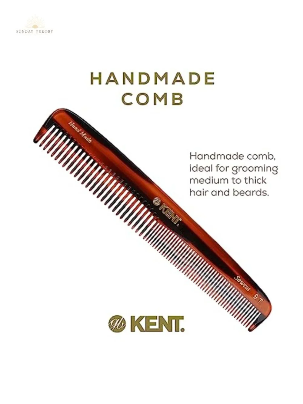 Large Handmade Hair Comb Cellulose Acetate Saw-Cut Detangler Wet Dry Grooming